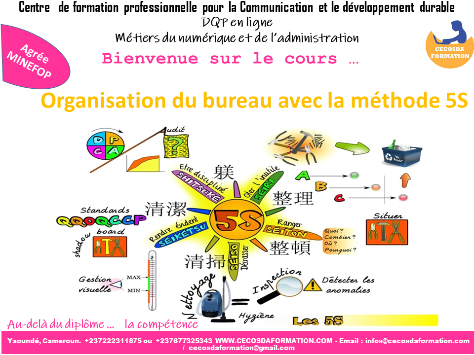 Premier slide du cours Organisation du bureau avec la méthode 5S